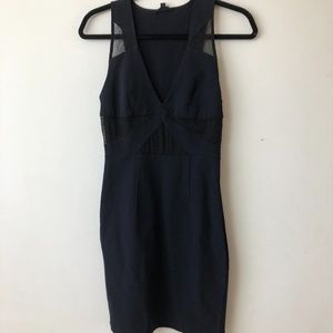 black fitted mid-length dress